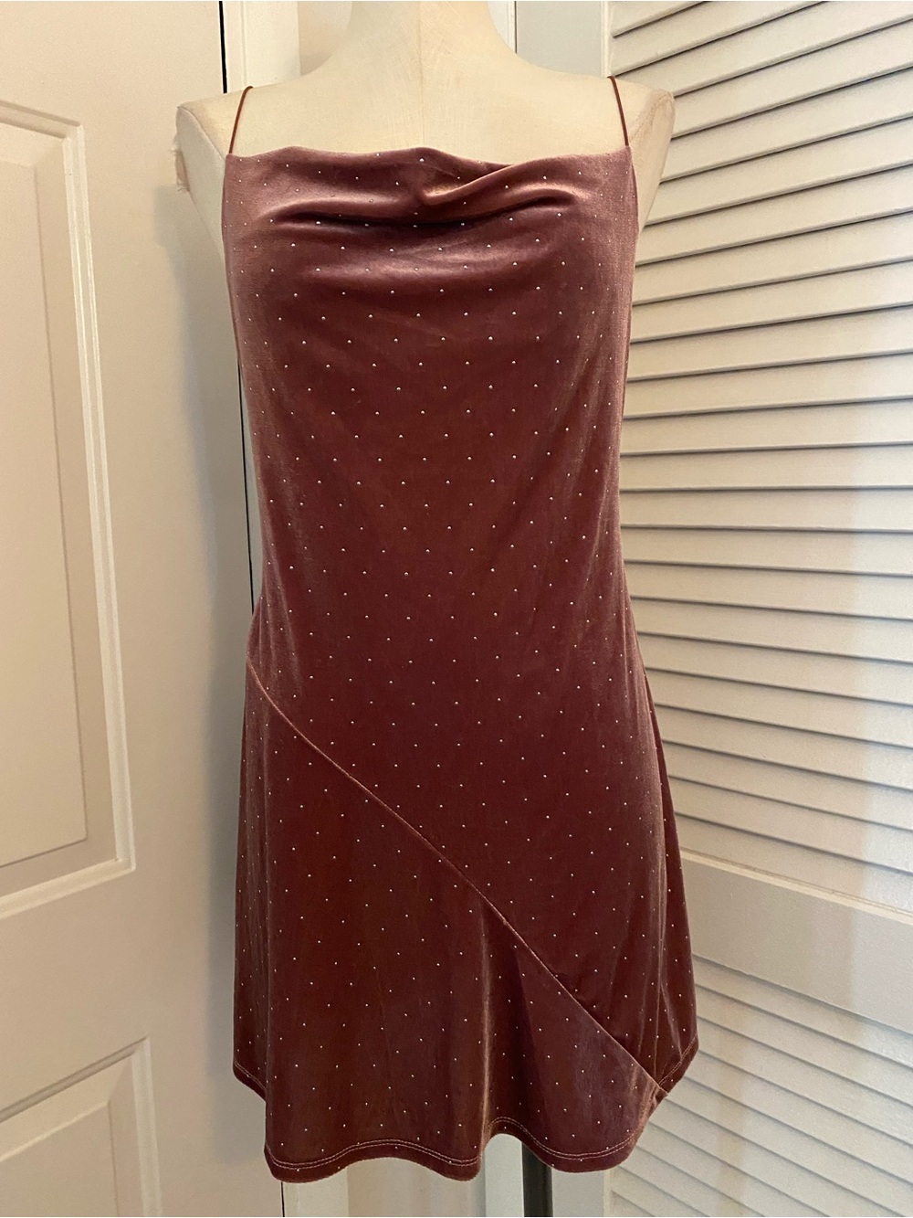 Speechless Dusty Rose Velvet Cowl Mini Dress- Size XL